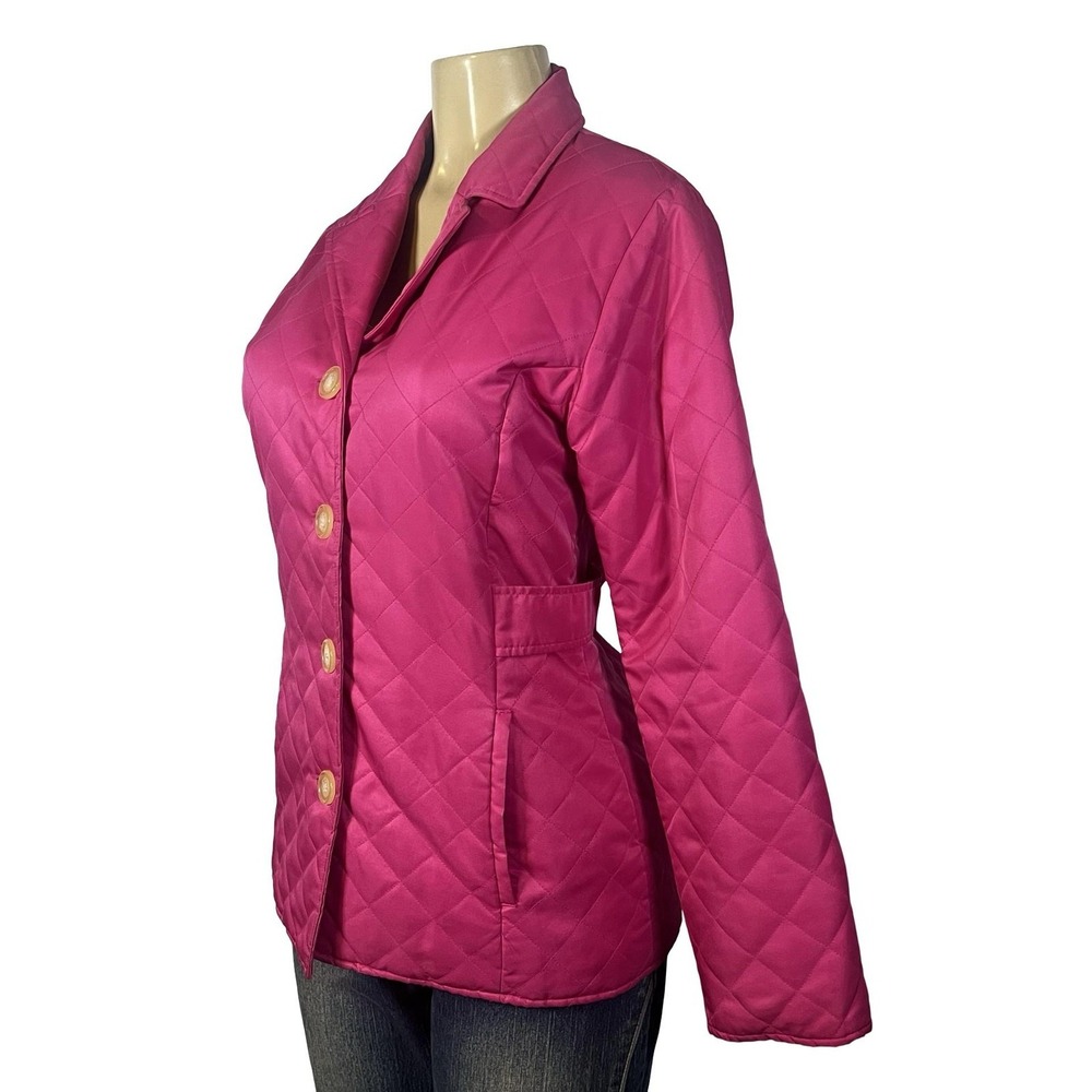 Lilly Pulitzer Jacket Womens Small Pink Quilted Button‎ Front Lined Lightweight